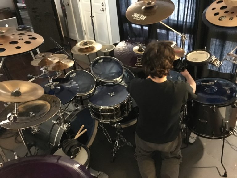 Jon Miking-up Beef Supreme's Drums